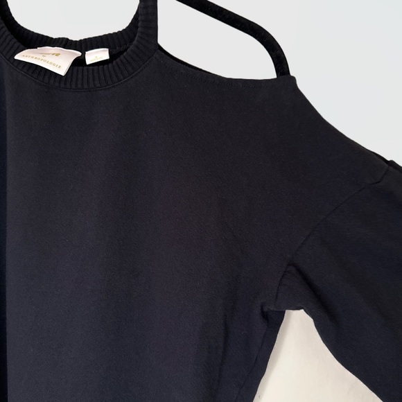 Maeve Sz S Open-Shoulder Black Sweatshirt - Picture 6 of 8